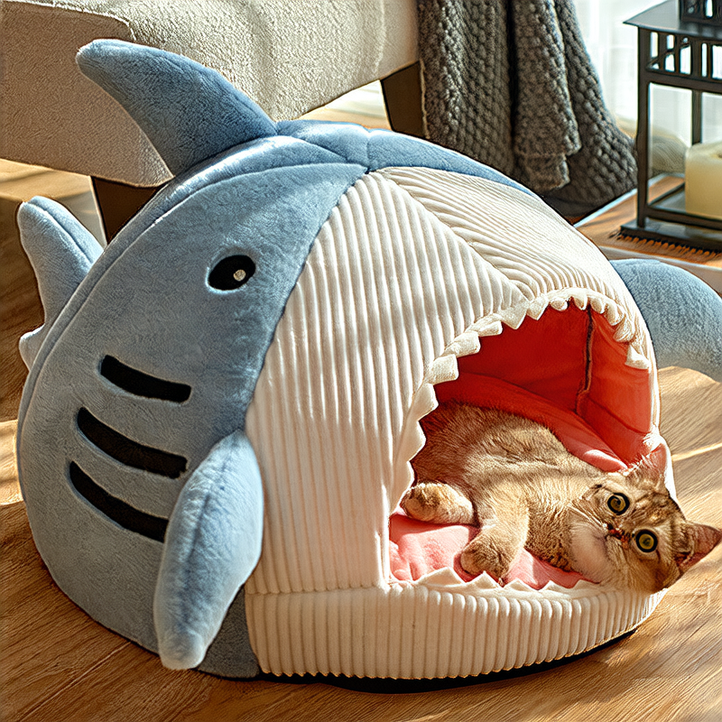 Shark Pet Bed Cosy Cave Bed for Cats & Dogs