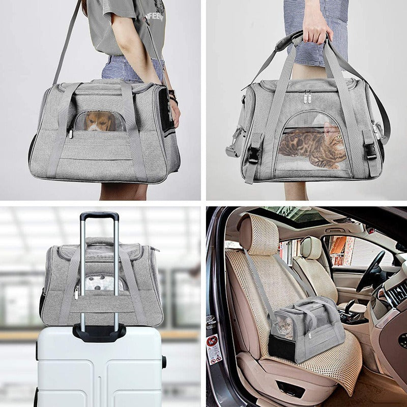 Portable Foldable Pet Carrier Bag with Fur Pad For Maxiumum Comfort