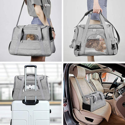 Portable Foldable Pet Carrier Bag with Fur Pad For Maxiumum Comfort