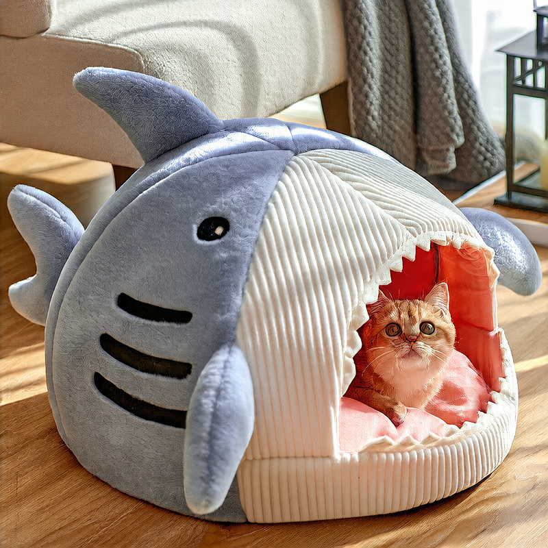 Shark Pet Bed Cosy Cave Bed for Cats & Dogs
